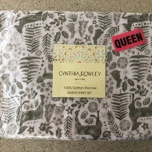 Cynthia Rowley Sheet Set Gray Woodland Queen